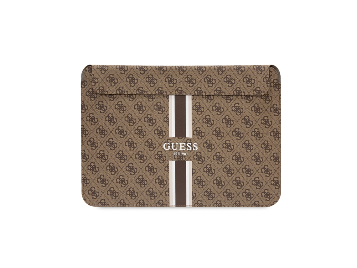 GUESS Capa Magnética para Computador de 16 Polegadas Impressa Modelo 4G com Riscas Castanho