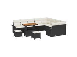 Conjunto 12 Móveis De Jardim Vidaxl Preto Vime Pe (297.4 X 234 X 85 Cm)