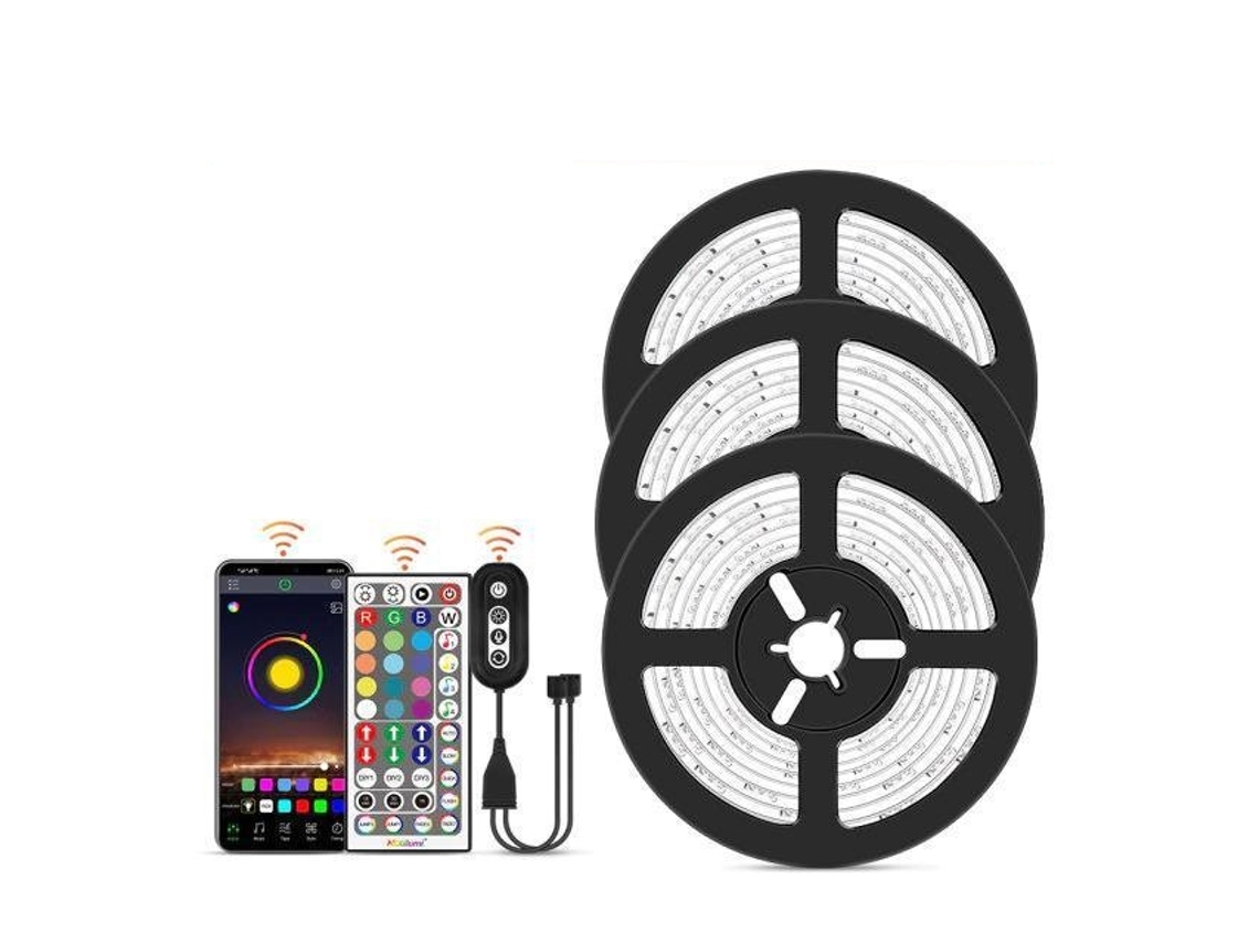Lurelia Fita Led Rgb 30 M, Smd 5050, 18 Luzes, 44 Botões, 12 V, 84 W, Bluetooth, App, Comando Remoto, Sincronização Musical