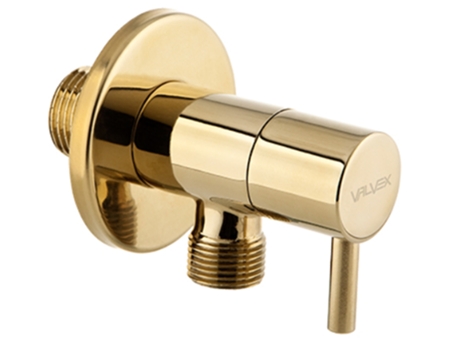Válvula de Água Angular em Latão Acabamento Dourado para Lavatório de 1/2 x 3/8 BSP