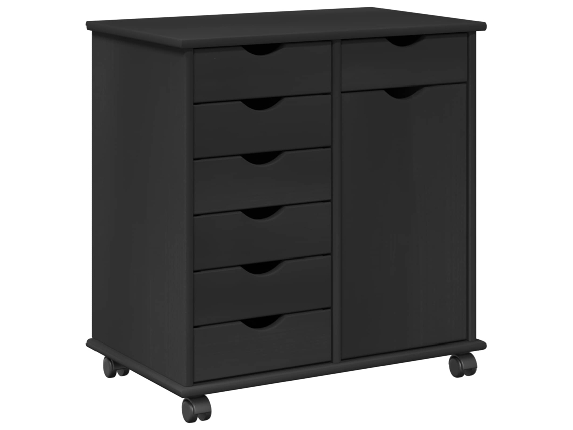 Conjunto 1 Armário Móvel Vidaxl Preto Madeira De Pinho Maciça (63,5 X 39 X 65,5 Cm)