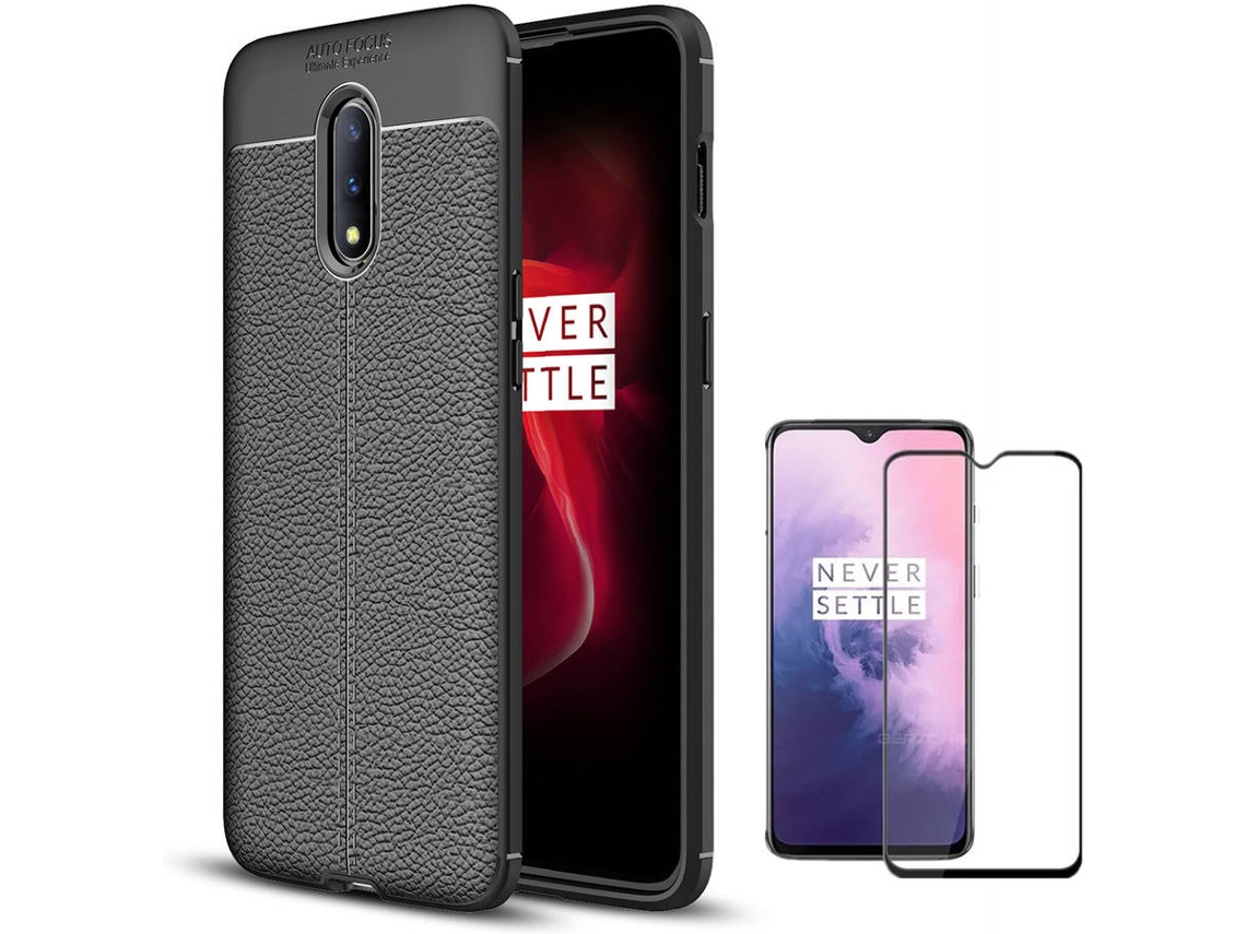 Capa e Pelicula Oneplus 7 Rugged Leather Preto