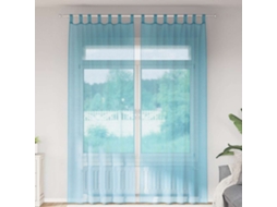 Vidaxl Cortinas De Voile Com Laços 2 Pcs Turquesa 140x260 Cm
