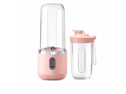Liquidificadora Portátil Recarregável Rosa, 2 Copos, Lâmina De 6 Lâminas, Tampa Portátil, 45 W, Usb-c, Bateria 800 Mah