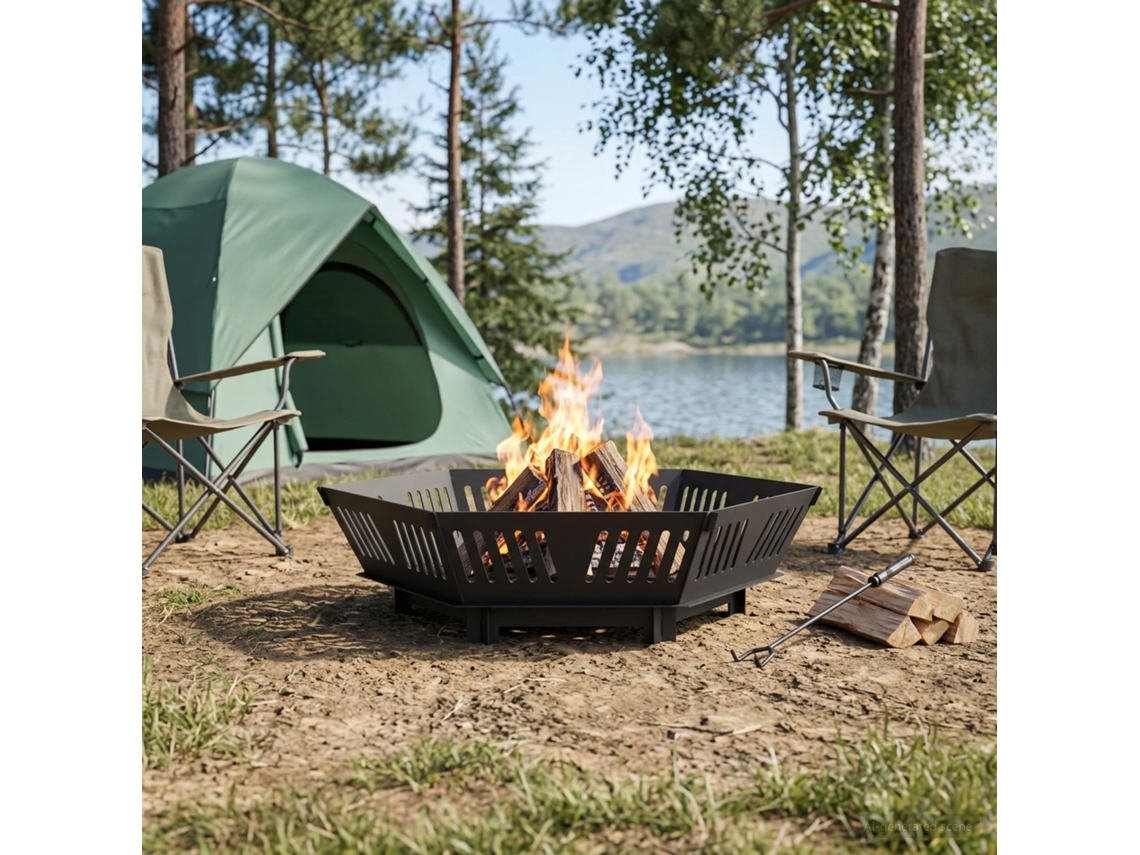 Vidaxl Fire Pit Preto 60 X 60 X 18 Cm Aço