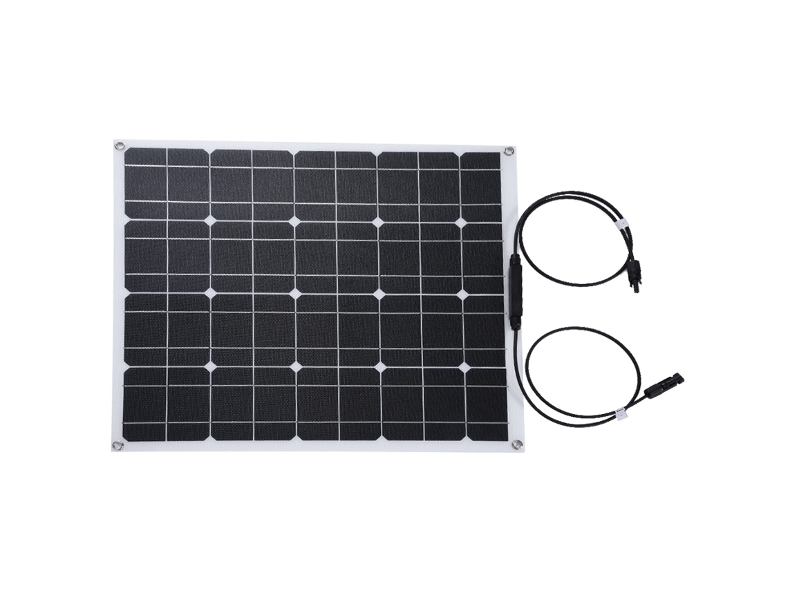 Painel Solar Monocristalino Portátil Simples E Flexível De 18v 50w Carregador À Prova D'água Para Caravana, Carro E Barco