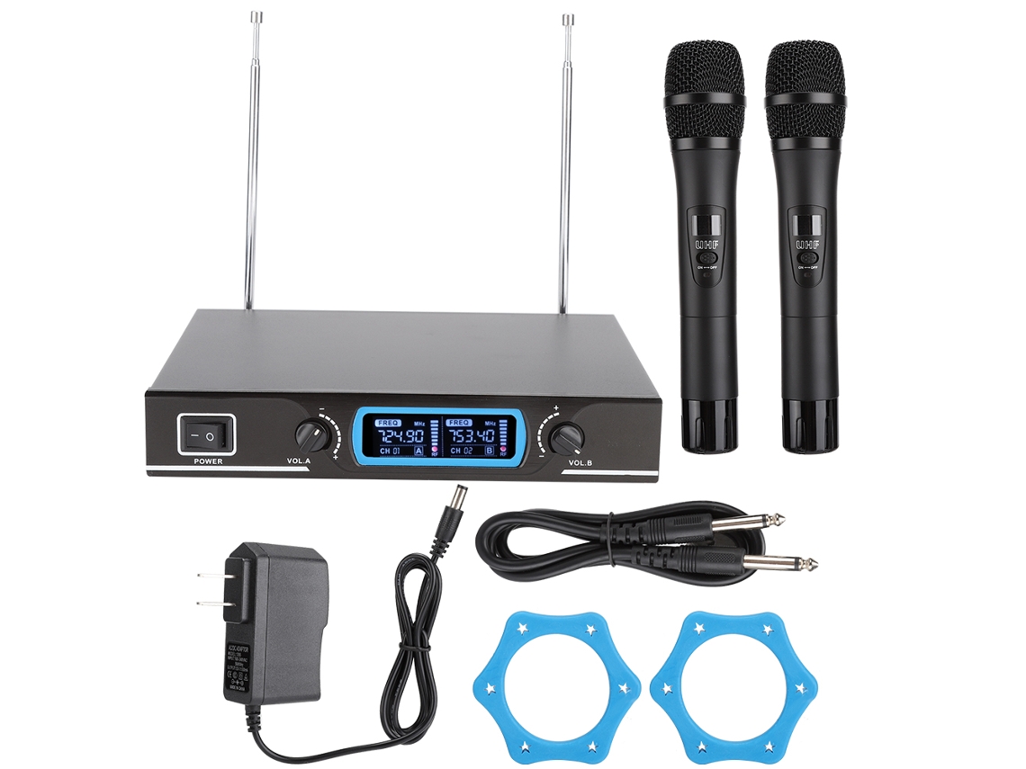 Aetheria kit Microfone Sem Fio Portátil de Mão Dual com Receptor para Karaokê e Eventos