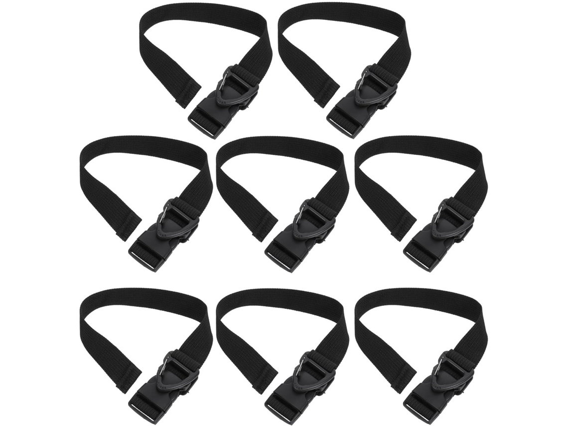 Conjunto De 8 Cintas De Nylon Para Bagagem Com Fivela Triangular Preta.