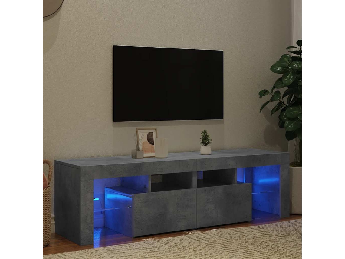Vidaxl Móvel de Tv com Luzes Led 140x36,5x40 Cm Cinzento Cimento
