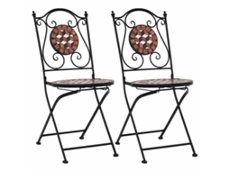 Cadeiras Bistrô Em Mosaico 2 Pcs Cerâmica Marrom Dkd Home Decor
