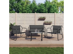 Vidaxl 4 Pcs Conjunto Lounge De Jardim Com Almofadões Aço Antracite