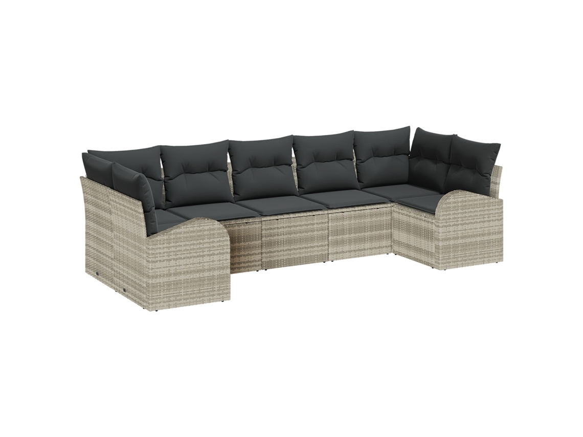 Conjunto 7 Sofá De Jardim Vidaxl Cinzento-claro Vime Pe (289 X 124 X 85 Cm)