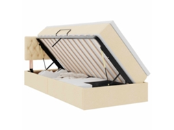 SYFAX™ Cama de Armazenamento Led com Colchão Creme 100 X 200 Cm Tecido