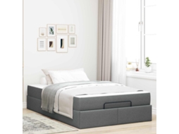 Vidaxl Estrutura De Cama Com Colchão 2 Unid. Cinza Escuro Tecido