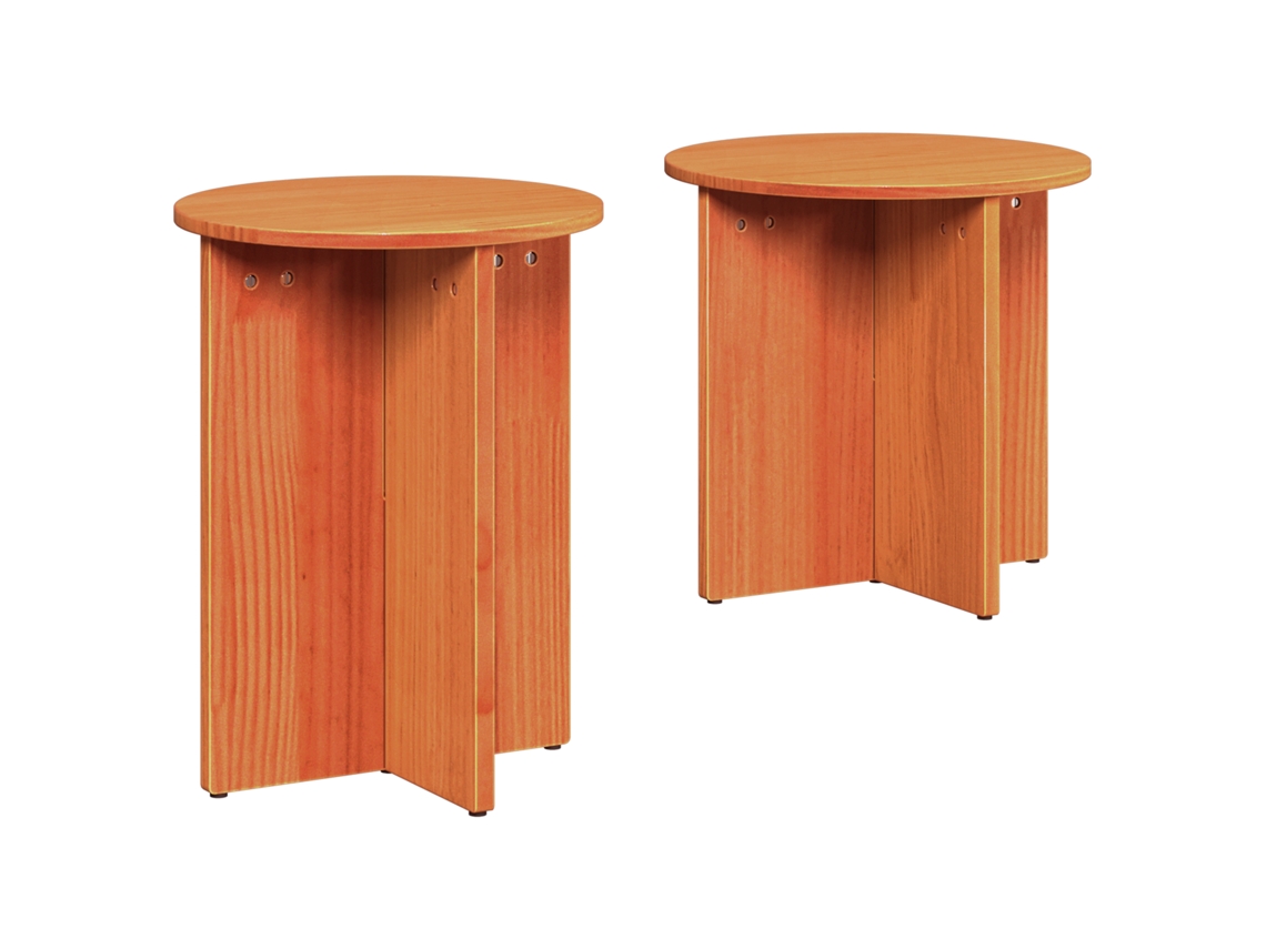 Conjunto 2 Mesa De Centro Vidaxl Bege Madeira De Pinho Maciça (41,5 X 41,5 X 46 Cm)