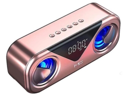 Alto Falantes Bluetooth 5.0, Som Surround Subwoofer 3d, Despertador Personalizado, Bateria Com Duração De 20 Horas Yizhood (rosa Ouro)