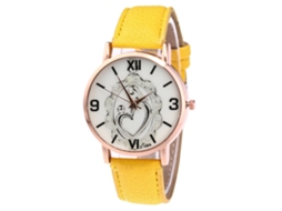 Reloj Hombre De Cuero Estilo Empresarial Casual De Cuarzo Regalo Amarillo