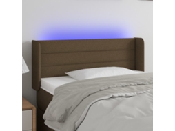 Cabecero con luces LED, tela, 103x16x78/88 cm, marrón