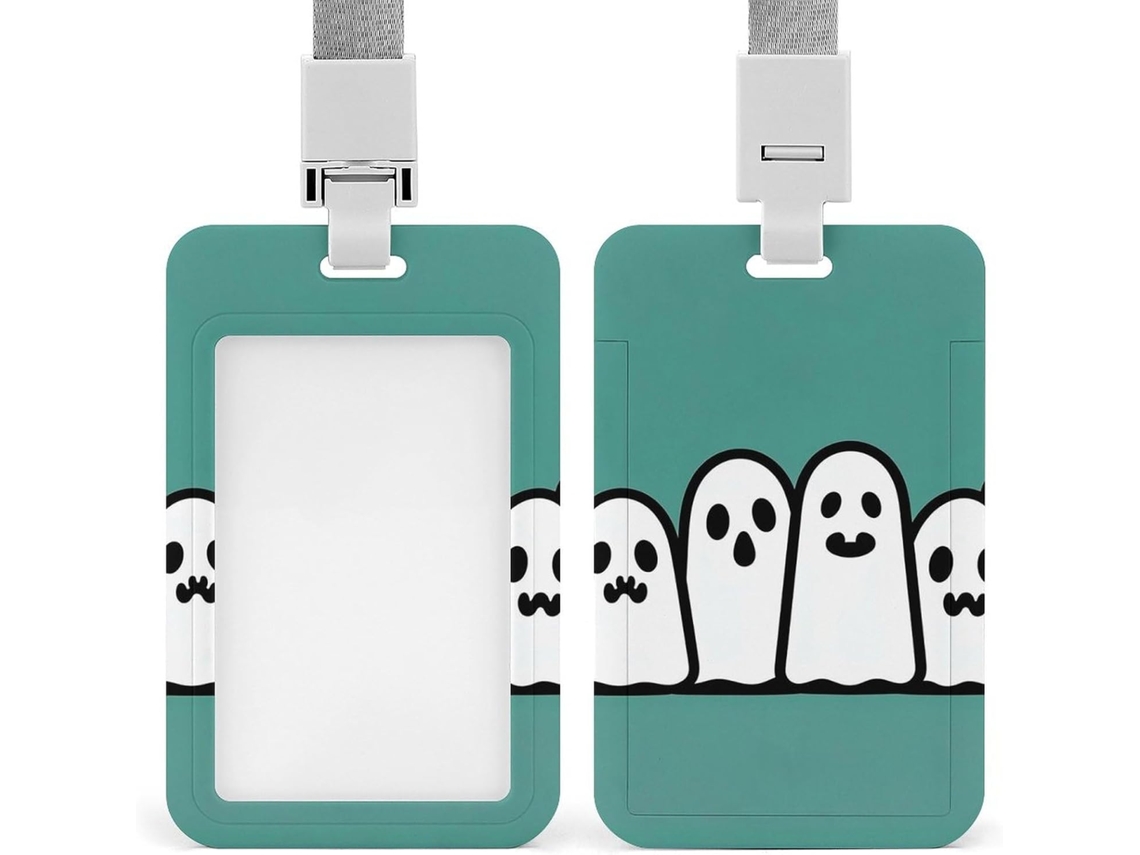 Porta Crachá Com Clipe, Carimbo Fofa de Abóbora Fantasma E Cordão, Ideal Crachás De Identificação, Crachá