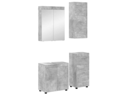 Vidaxl Conjunto De Móveis Para Banheiro Tulum 4 Unid. Cinzento