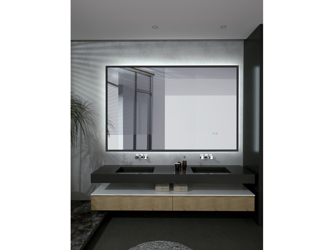 Espelho de Luz Led Retroiluminado com Anti-Embaciamento 140X80Cm Preto MICE COLLECTION