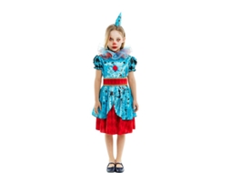 Fato de palhaço maníaco azul e vermelho para menina e adolescente