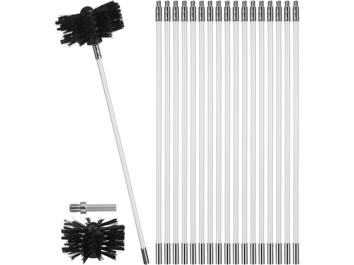 Conjunto De 18 Peças Escovas Flexíveis Para Limpeza Chaminés Yardenfun Com Cabeças Escova