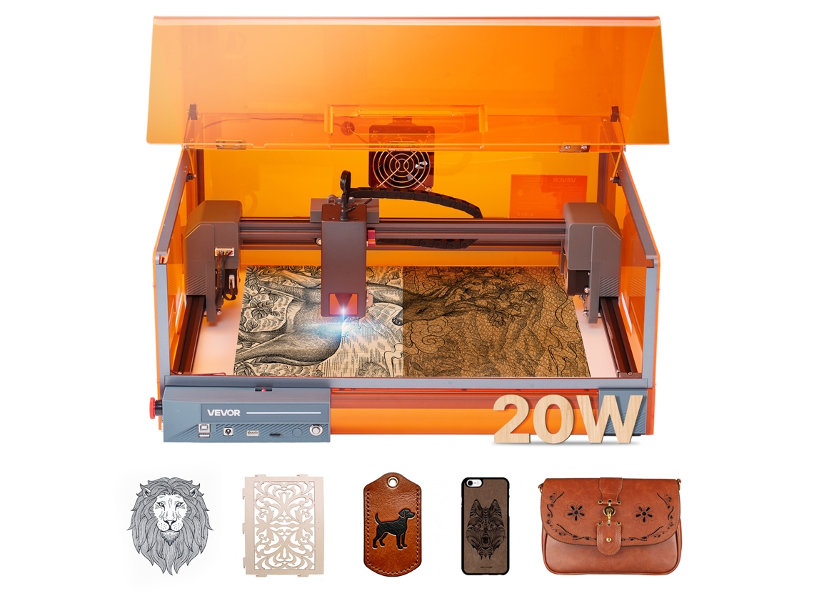 Gravador A Laser Vevor De 20 W Com Caixa Classe 1 Para Uso Doméstico E Oficina