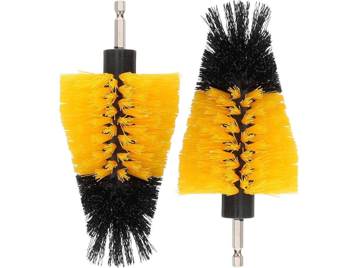 Conjunto De 2 Escovas Para Furadeira/lavadora De Pisos, Amarelas, Para Limpeza.