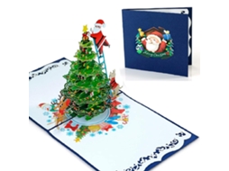 Árvore De Natal Com Cartão Pop Up 3d Do Papai Noel, Um Lindo Presente De Natal Aquaforge