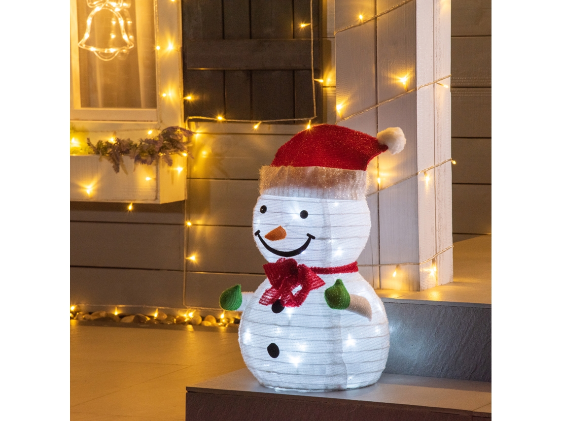 Boneco Neve Decoração Externa, Led, 30x30x51 Cm, Vermelho E Branco