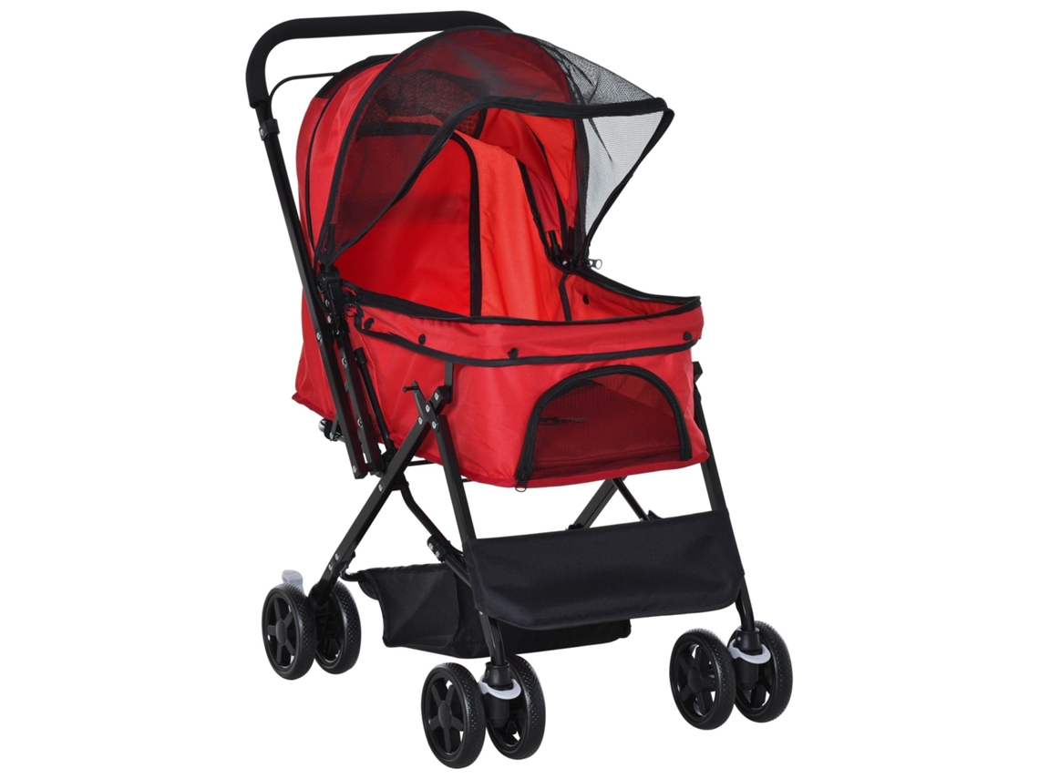 Carrinho 3 em 1: Casinha de Pet e Reboque de Carga, com Refletores para Cães de Até 10 Kg, Oxford Cinza