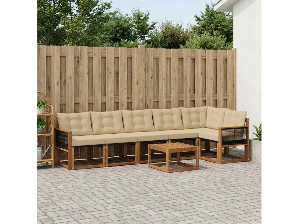 Vidaxl Conjunto De Sofás Para Exterior 7 Pcs Natural E Bege