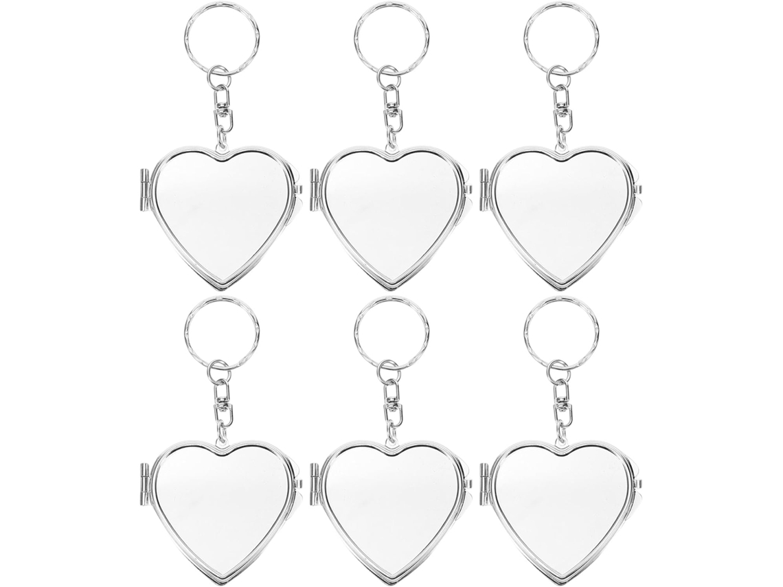 Conjunto de 6 chaveiros de cabelo em formato de coração: pequeno, em saquinho, com argola -