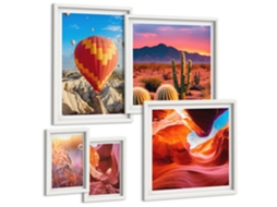 Composição De Quadros Na Parede Gargantas Do Deserto, Balão Moldura Branca Pinturas De Quarto Espelharte (conjunto De 5 Imagens)
