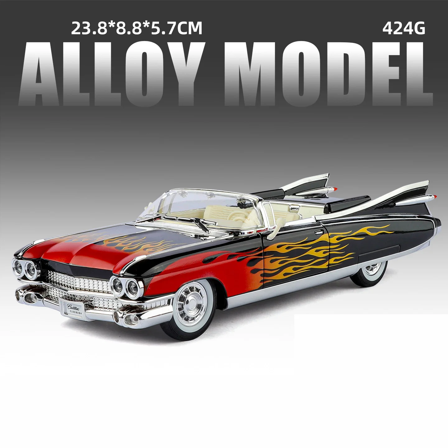 (preto E Vermelho) 1:24 Grande Modelo De Carro Foguete Em Liga Metálica, Brinquedo Em Miniatura De Metal Fundido Com Som E Luzes