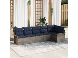 Vidaxl Conjunto De Sofá De Jardim 6 Unid. Cinzeto Vime Pe
