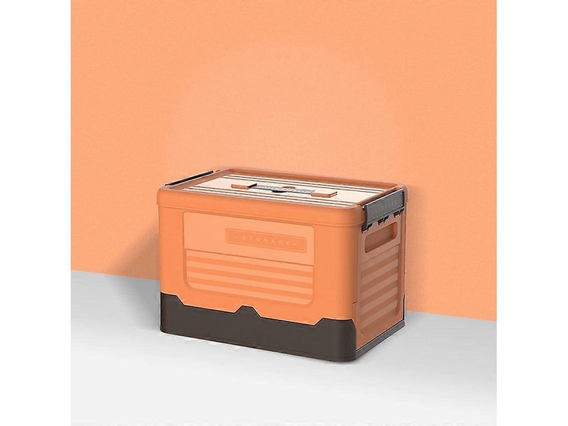 Caixa De Plástico Dobrável Para Guardar Livros, Cor P, Laranja Sol Olysi Shop