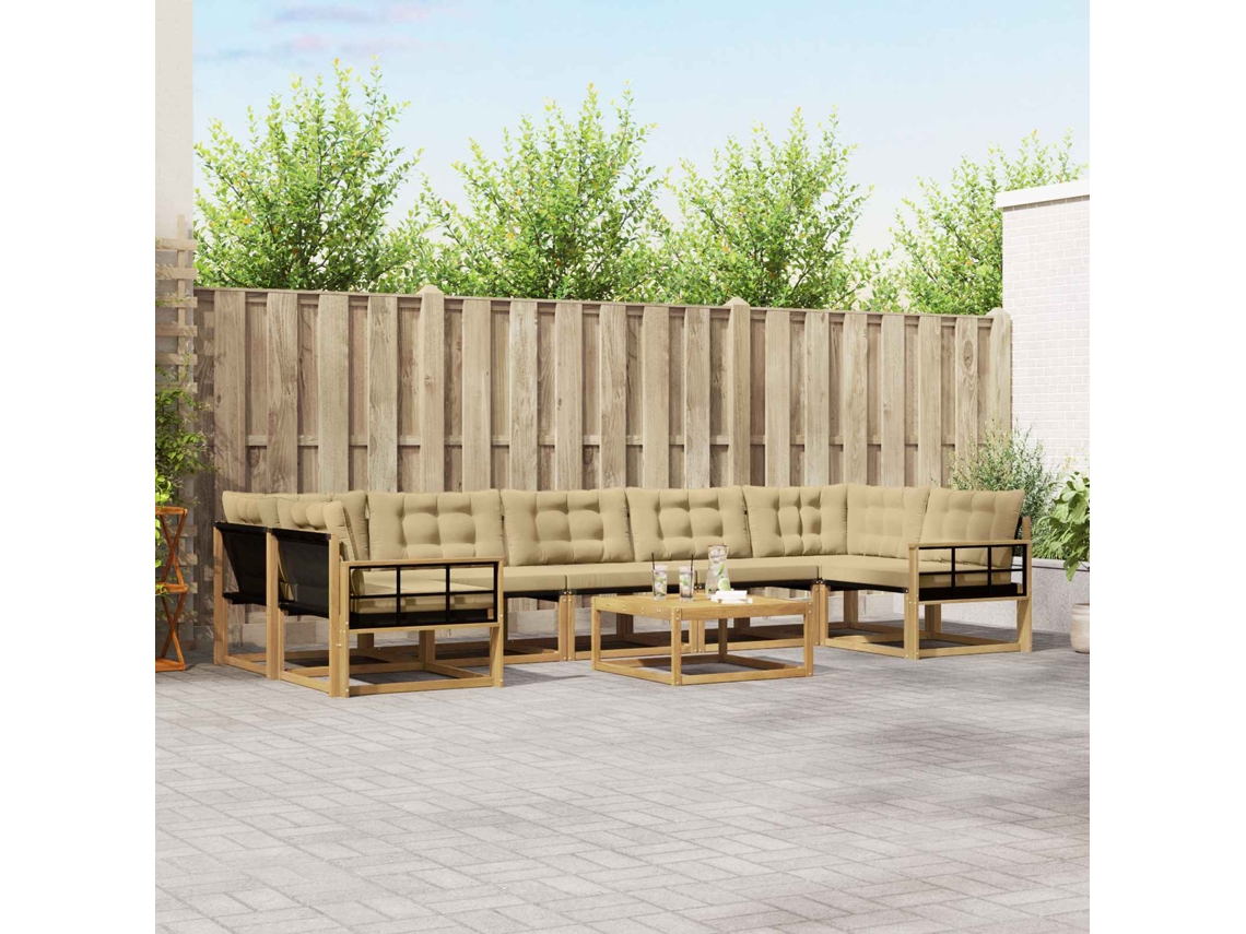 Vidaxl Conjunto De Sofás Para Exterior 8 Unid. Branco E Bege