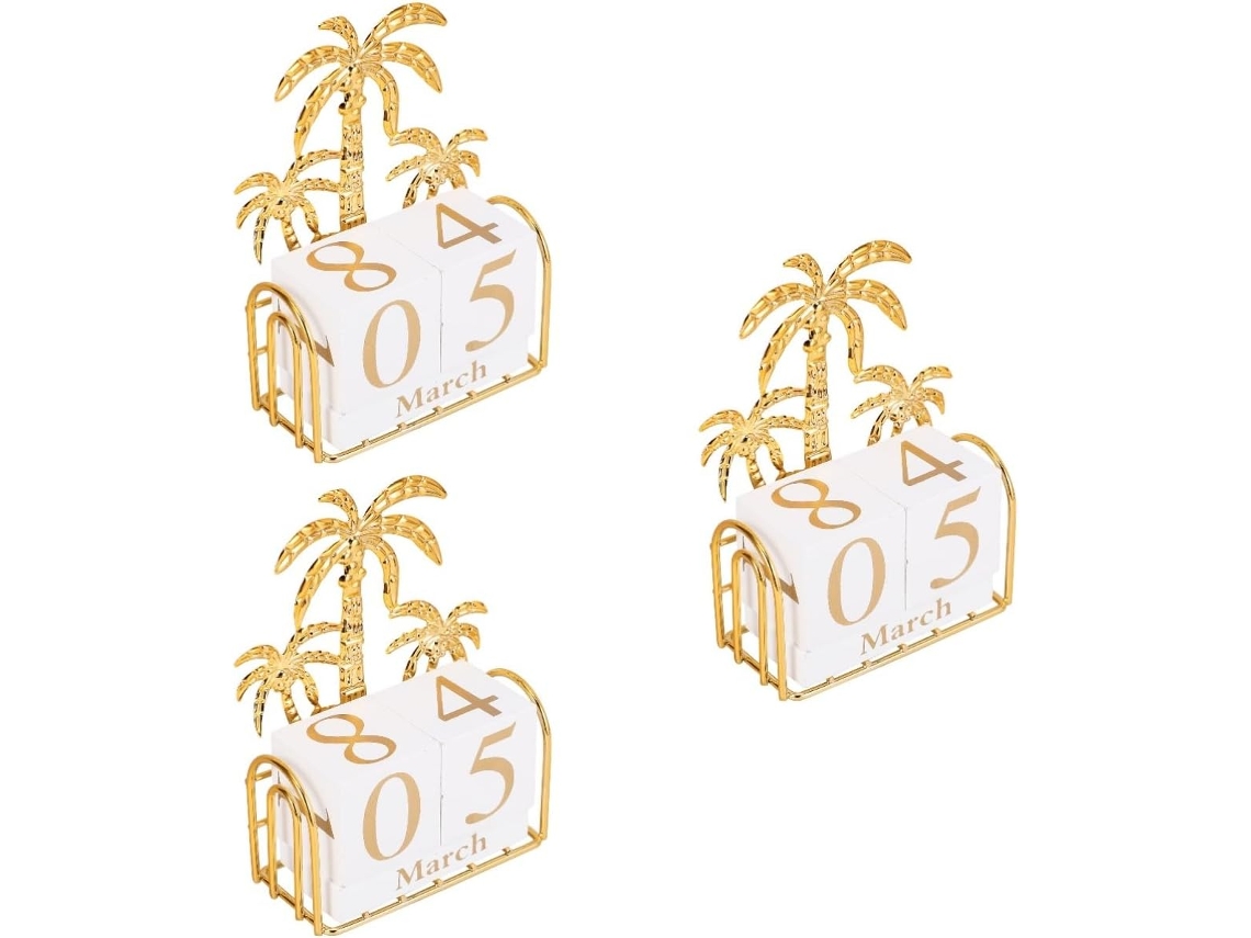 Conjunto Com 3 Blocos De Calendário De Madeira, Blocos De Calendário Decorativos, Calendário Mensal, Bloco De Gokoco