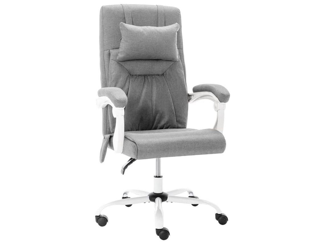 Vidaxl Cadeira De Escritório C/ Função De Massagem Tecido Cinzento