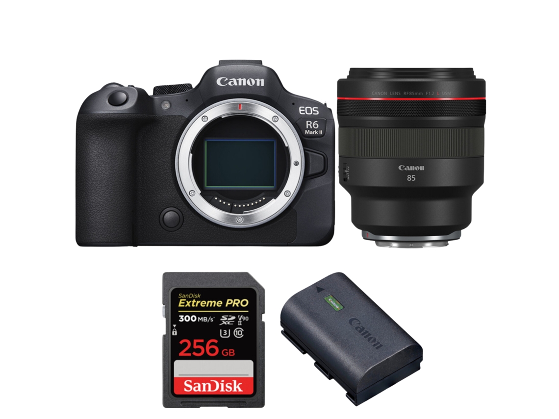 Eos R6 Mark Ii + Rf 85mm F/1.2 L Usm + 1 Sandisk 256gb Uhs ii 300mb/s + 1 Canon Lp e6nh + Ebook “20 Dicas para Fotos Que Impressionam” CANON