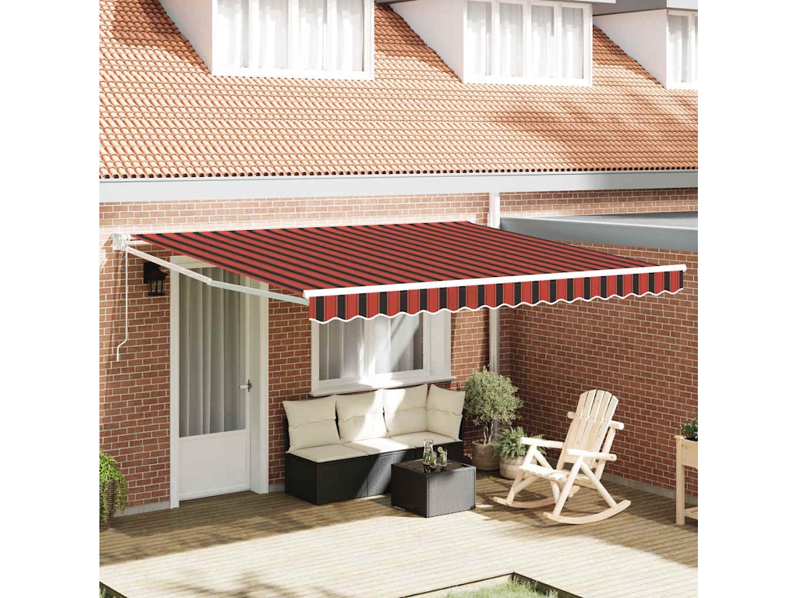 Vidaxl Toldo Retrátil Laranja E Marrom 400 × 300 Cm Poliéster E Metal