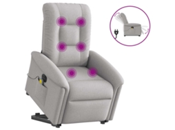 Vidaxl Poltrona Elétrica Elevatória Massagens Tecido Cinzento-nublado