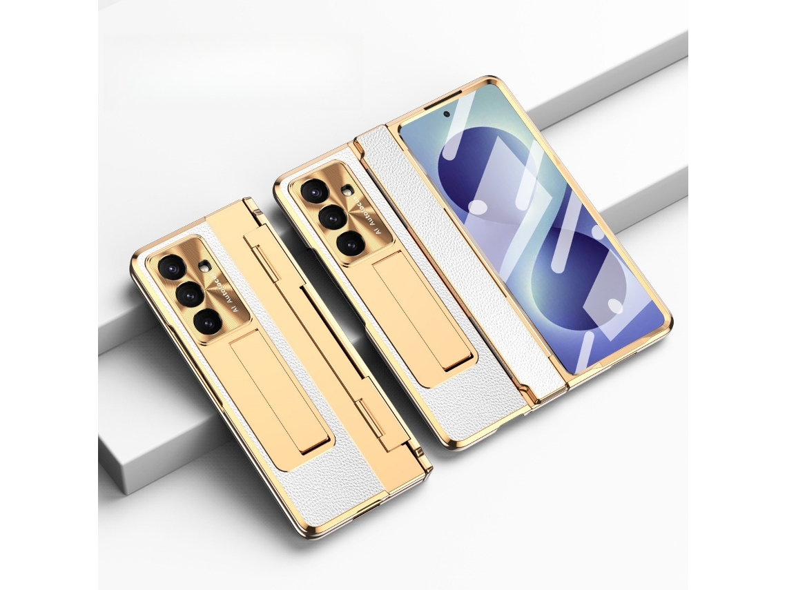 Capa Para Samsung Z Fold 8 Ultra Com Suporte E Proteção De Dobradiça, Com Anel Magnético, Carregamento Sem Fios Branco Hexinyigjly