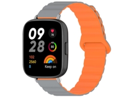 Bracelete Para Redmi Watch 3 - Silicone Magnético Brilhante Cinza Laranja