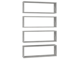 Conjunto de Prateleiras Cúbicas de Parede 4 MAISON EXCLUSIVE Derivado da Madeira Cinza Cimento