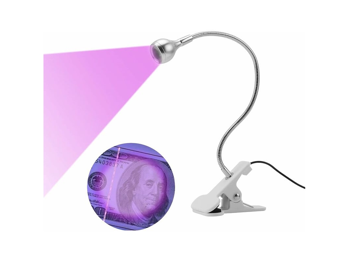 Lâmpada Led Uv Usb 3w Plug And Play, Acabamento Prata/lilás
