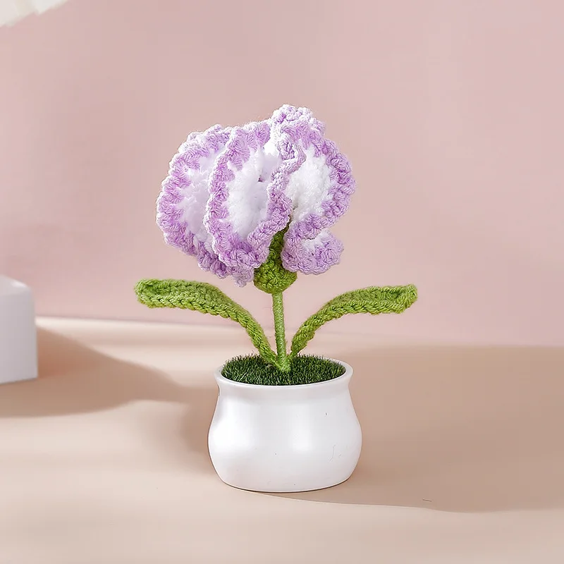 (roxo, 1 Peça) Vaso De Planta Artificial De Crochê Para Decoração De Casa, Presente