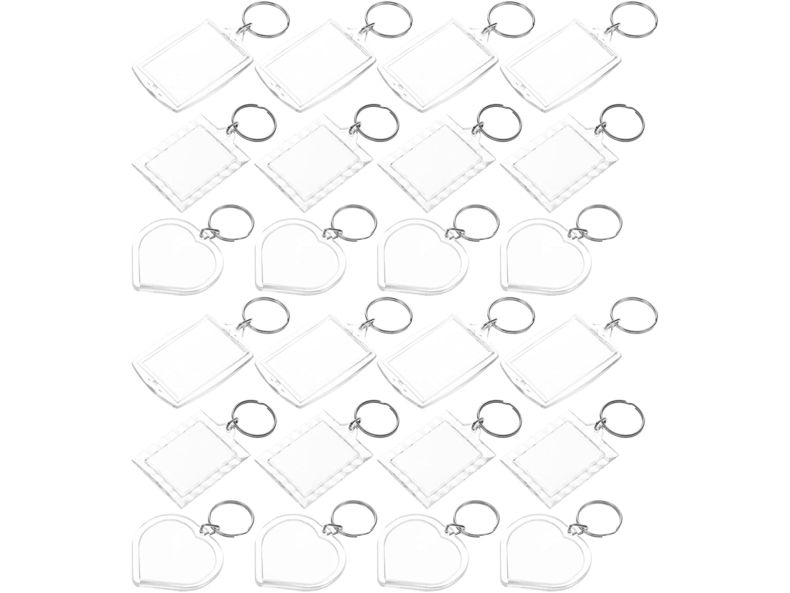 60 Chaveiros Fotográficos Em Acrílico Transparente, 20 Retangulares E 20 Arredondados, 20